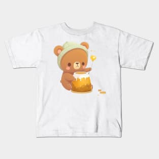 Bear with honey cute kawaii Kids T-Shirt